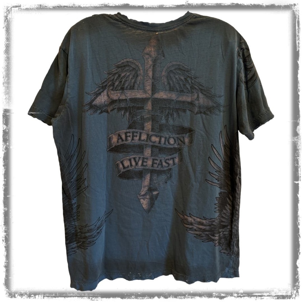 COPY - Vintage Affliction Live Fast Eagles Cross Wings T-Shirt Men's Medium